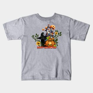 Happy halloween wish you the cute pumpkin and the black cat Kids T-Shirt